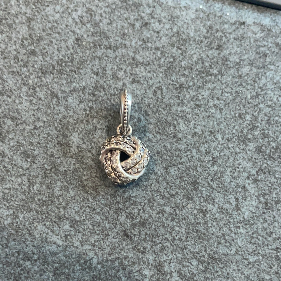 Genuine Pandora Silver Sparkle Knot Pendant Dangle Charm