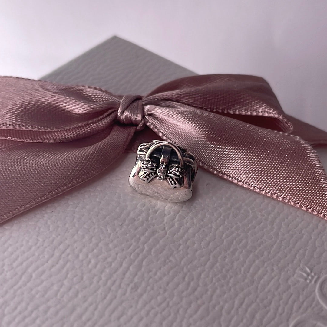 Genuine Pandora Purse Handbag With Pave Bow Charm