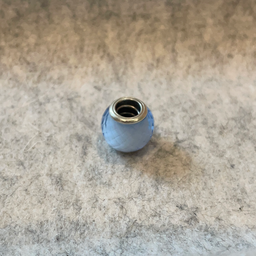 Genuine Pandora Small Facet Murano In Light Blue HTF
