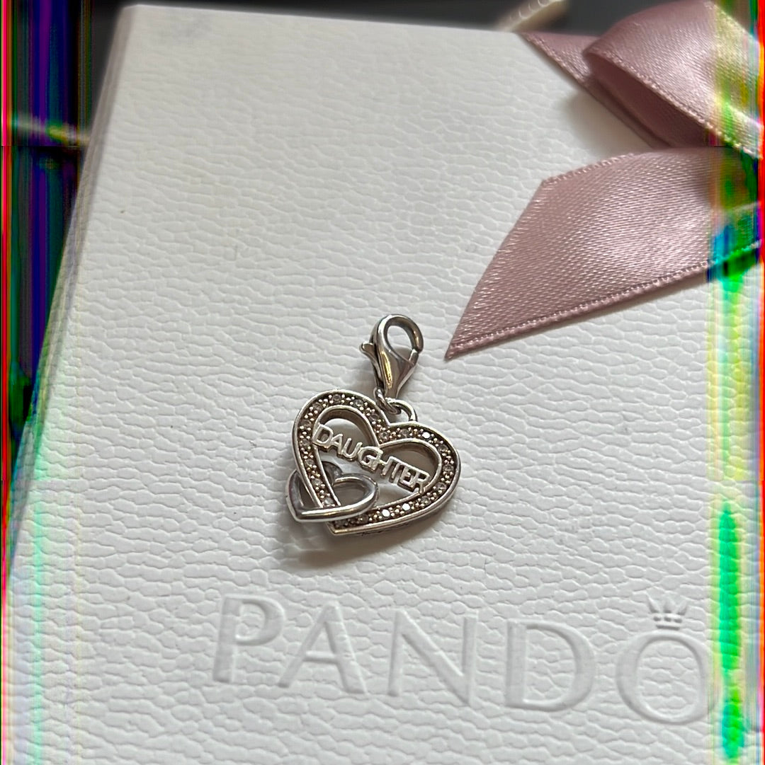 Genuine Thomas Sabo Sterling Silver Pave Daughter Heart Clip Charm
