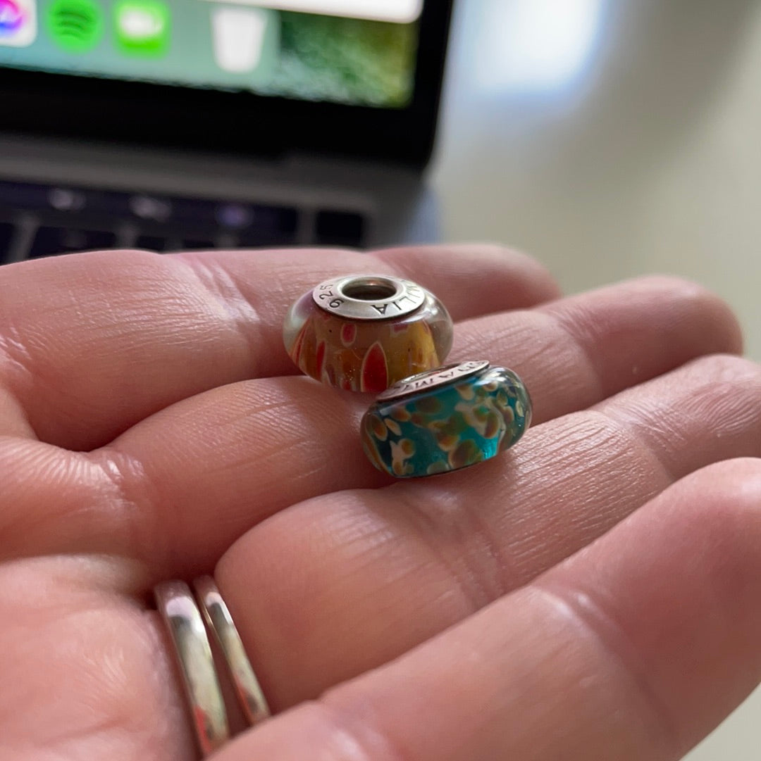 Genuine Chamilia Pair of Fleck Murano Charms Sold as 2