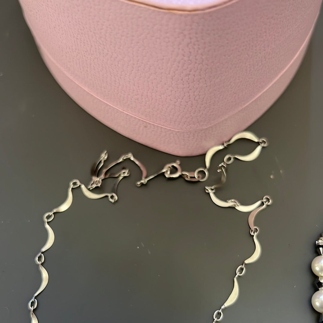 Sterling Silver and Freshwater Pearl Dangle Necklace 40cm