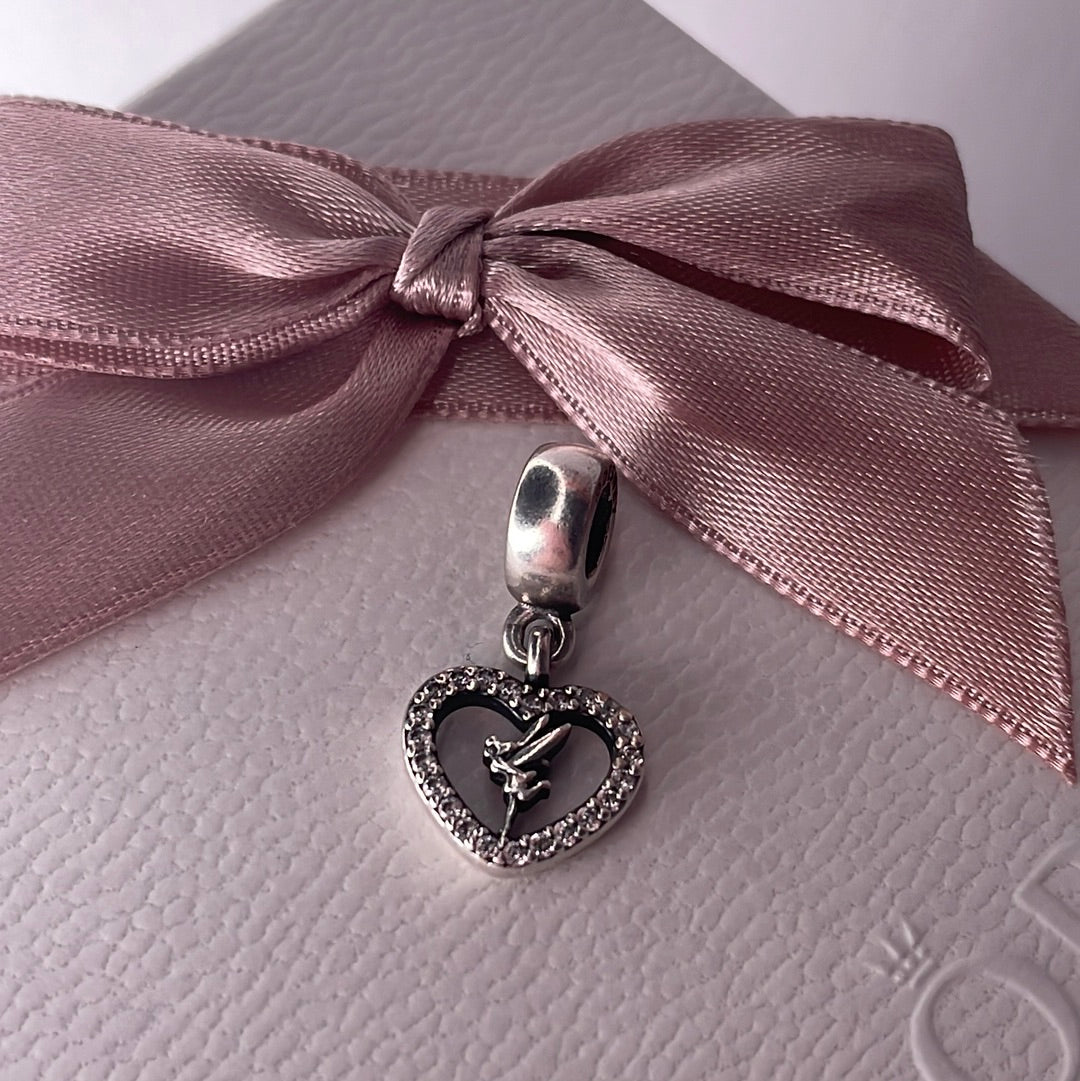 Genuine Pandora Tinkerbell Sparkle Pave Dangle Disney Charm Peter Pan