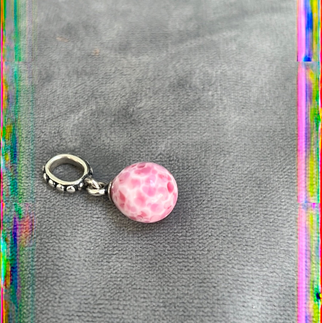 Genuine Pandora Speckled White And Pink Egg Dangle Rare
