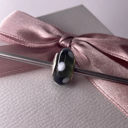 Genuine Pandora Murano Glass Charms Spotty Polka Dot Green and White