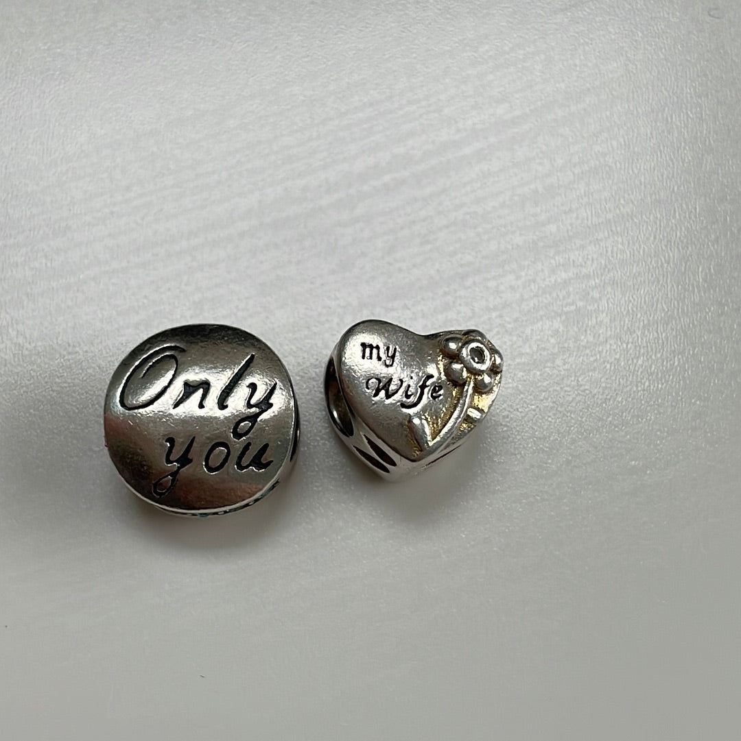 Unbranded Pair of Wife Charms Sterling Silver