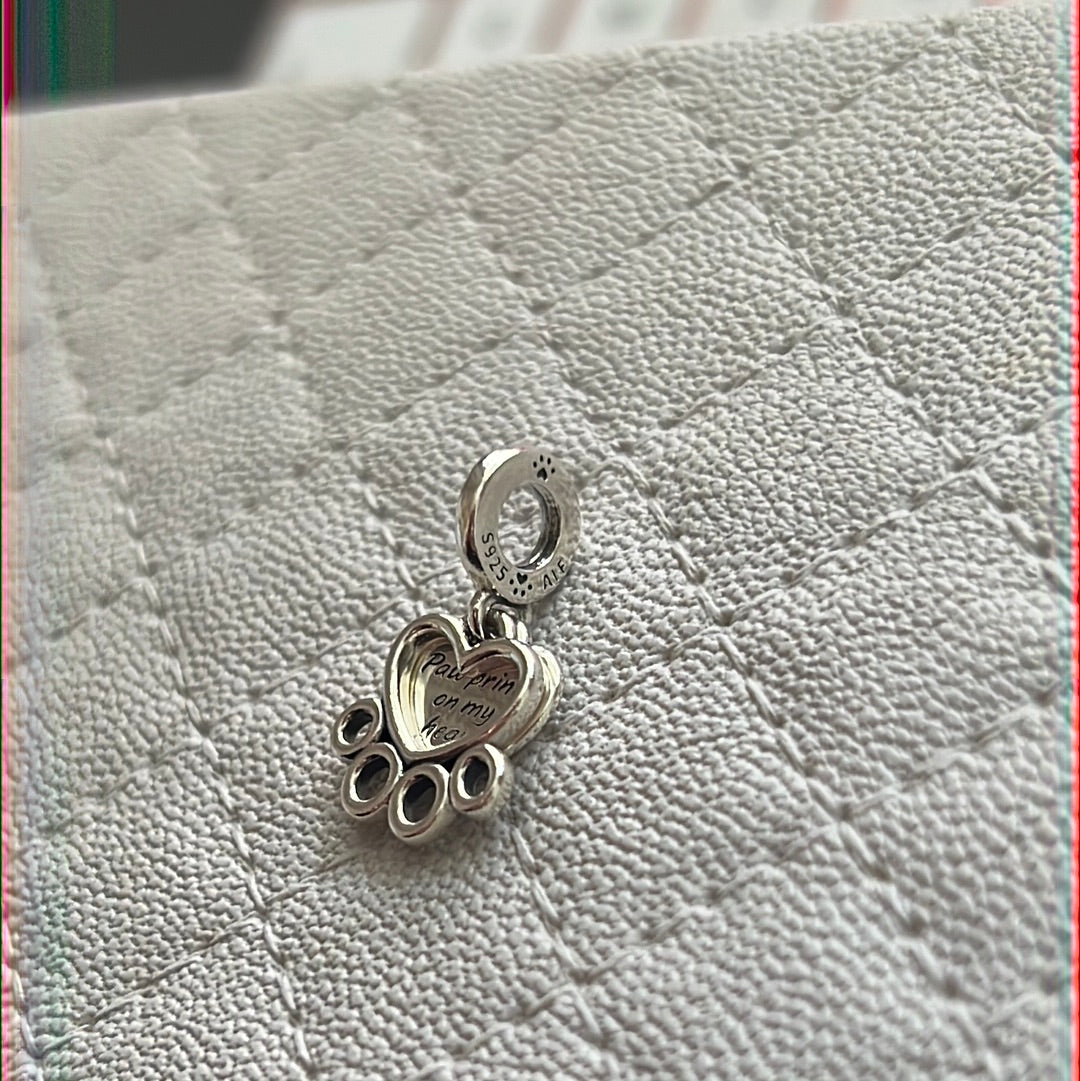 Genuine Pandora Paw Print on My Heart Pave Heart Shaped Charm