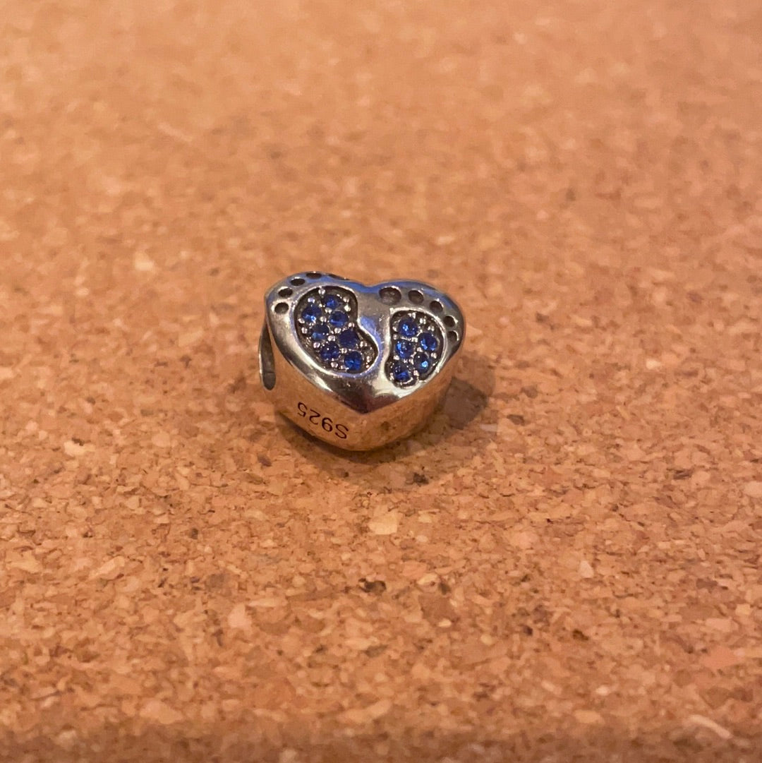 Sterling silver boy blue footprint charm