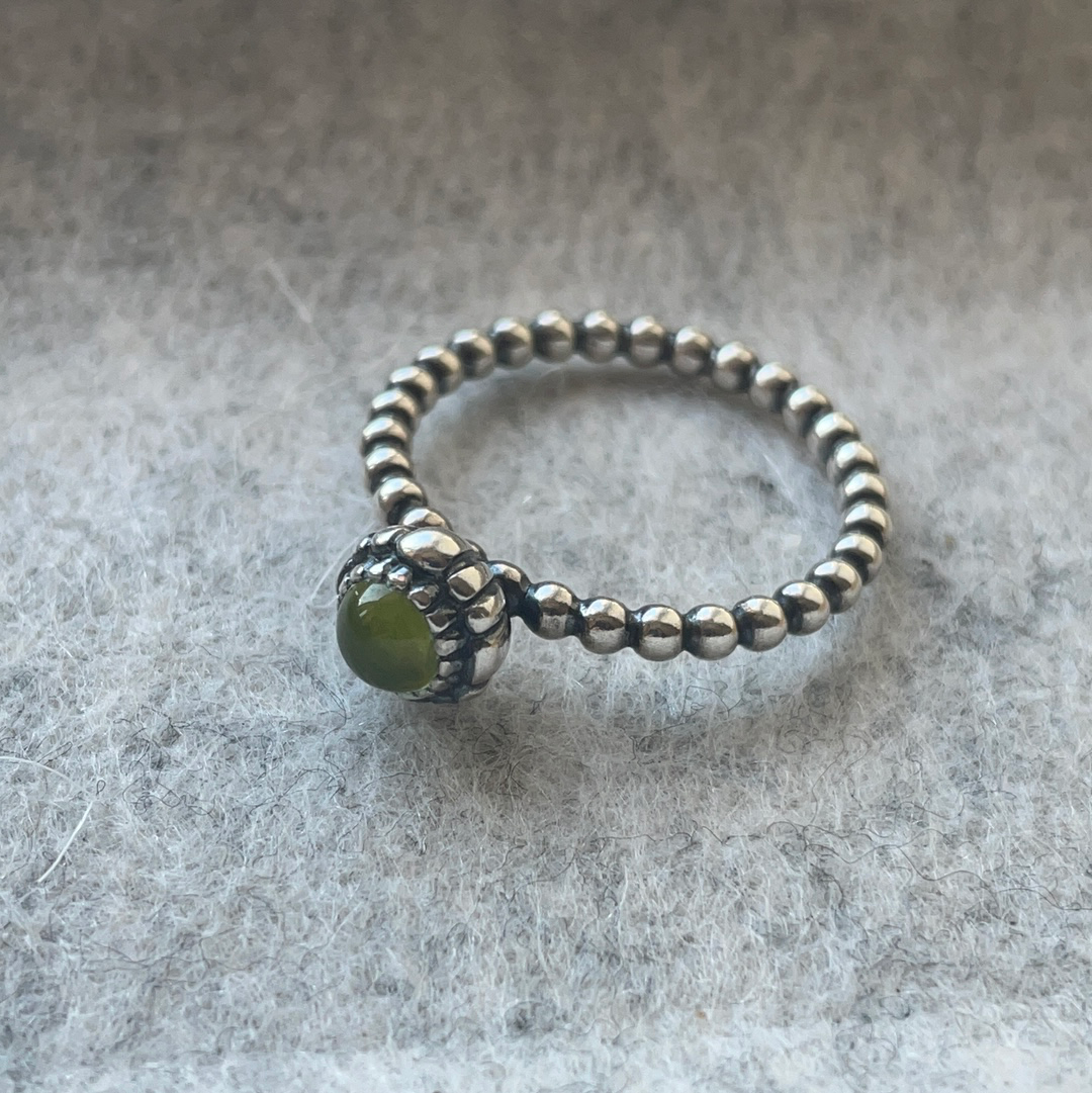 Genuine Pandora Light Green / Yellowy Toned Birthstone Ring
