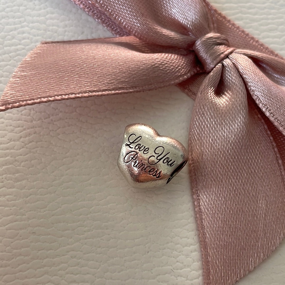 Genuine Pandora Puffed Heart “Love You Princess” Charm