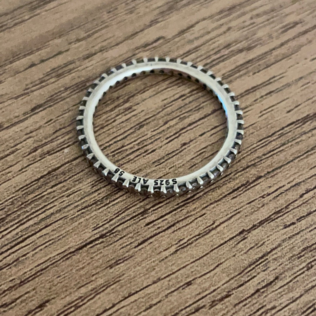 Genuine Pave Sparkle Band Ring Stacker Ring Size 60