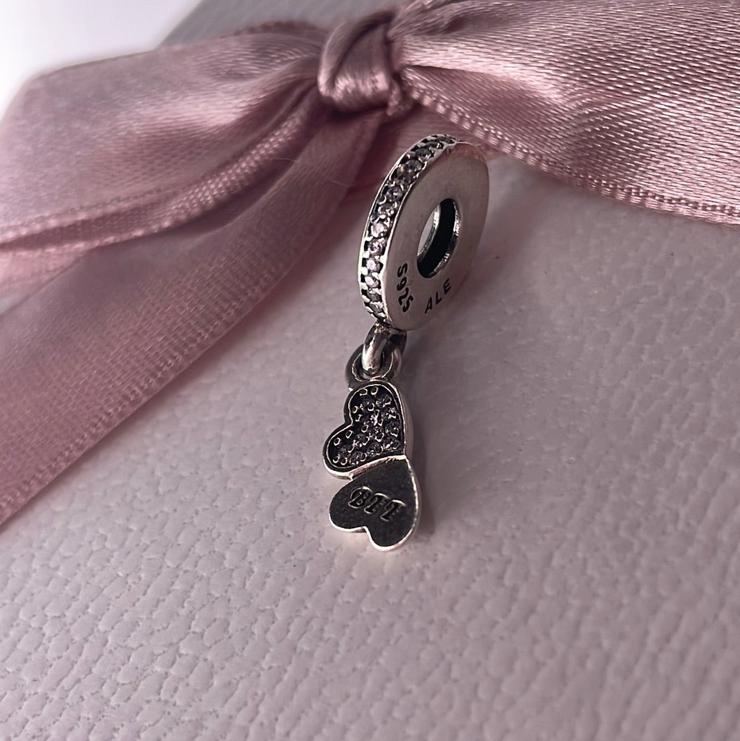 Genuine Pandora Double Dangle Heart BFF Charm