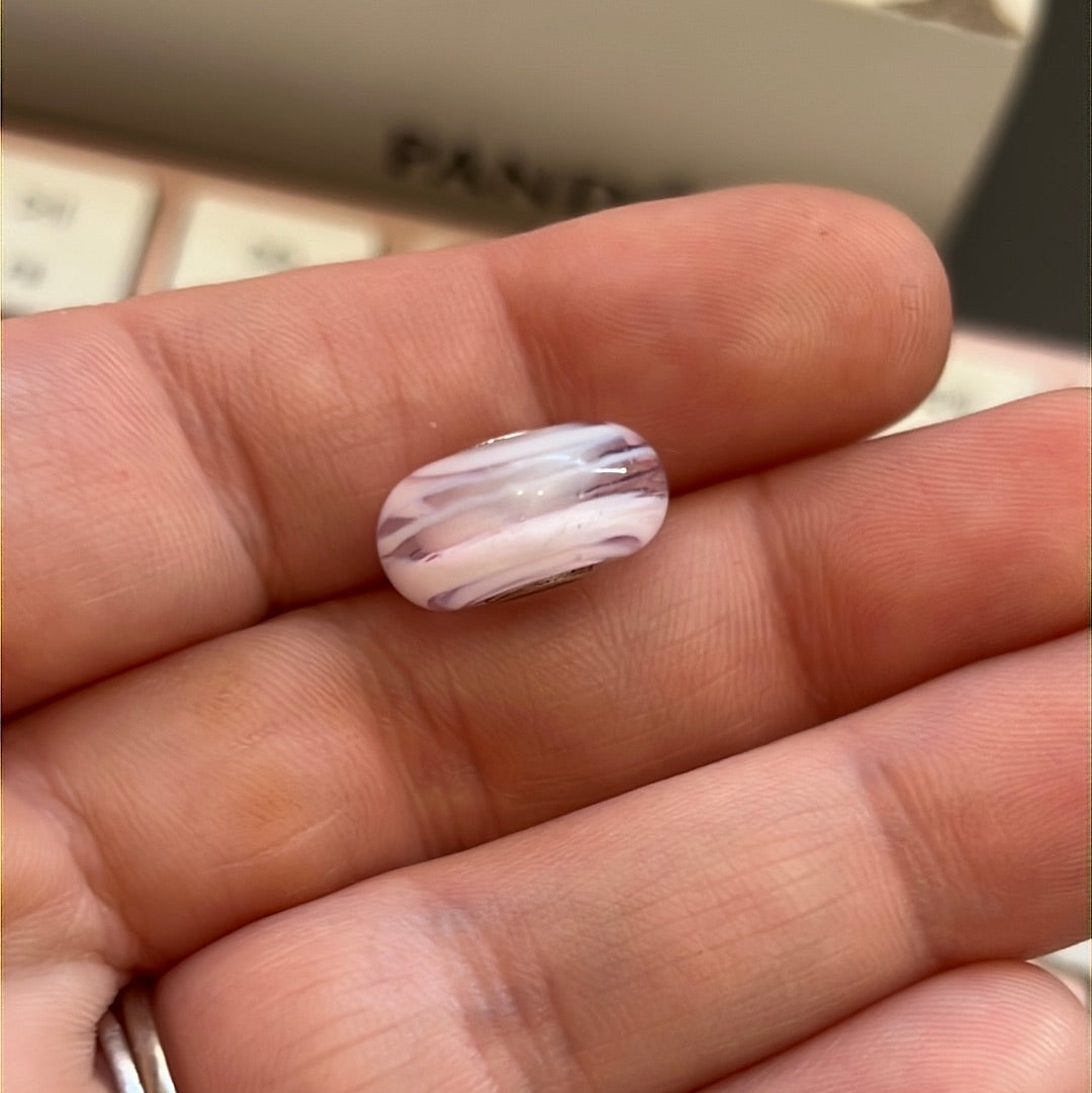 Genuine Trollbeads White Line Wisp Murano Charm