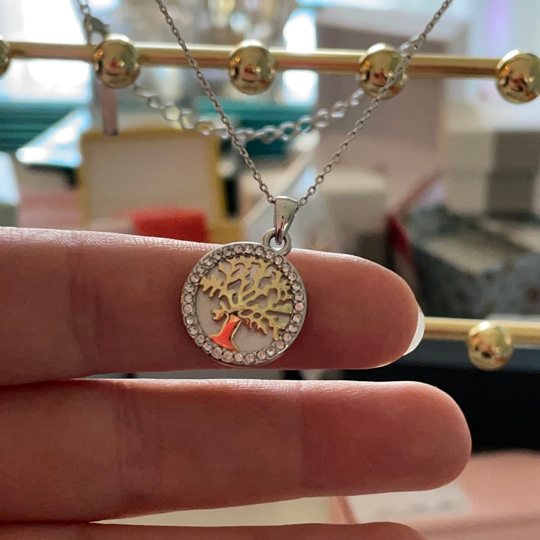 Brand New Family Tree Pave Necklace BEAUTIFUL