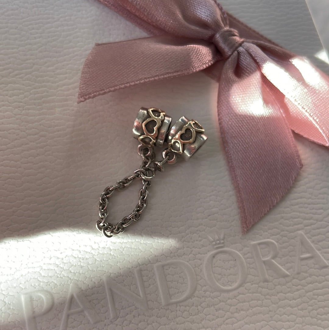 Genuine Pandora Two Tone Safety Chain Heart Design