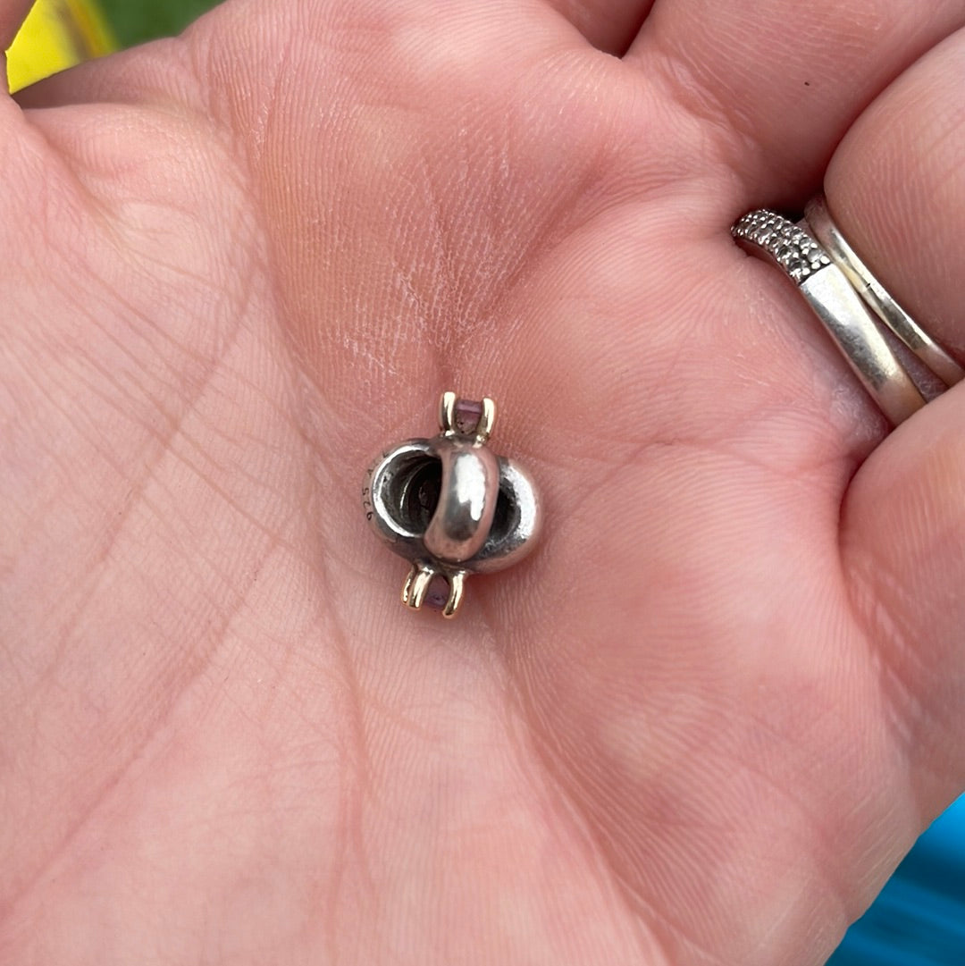 Genuine Pandora Two Tone Rare Purple Amethyst Knot Charm