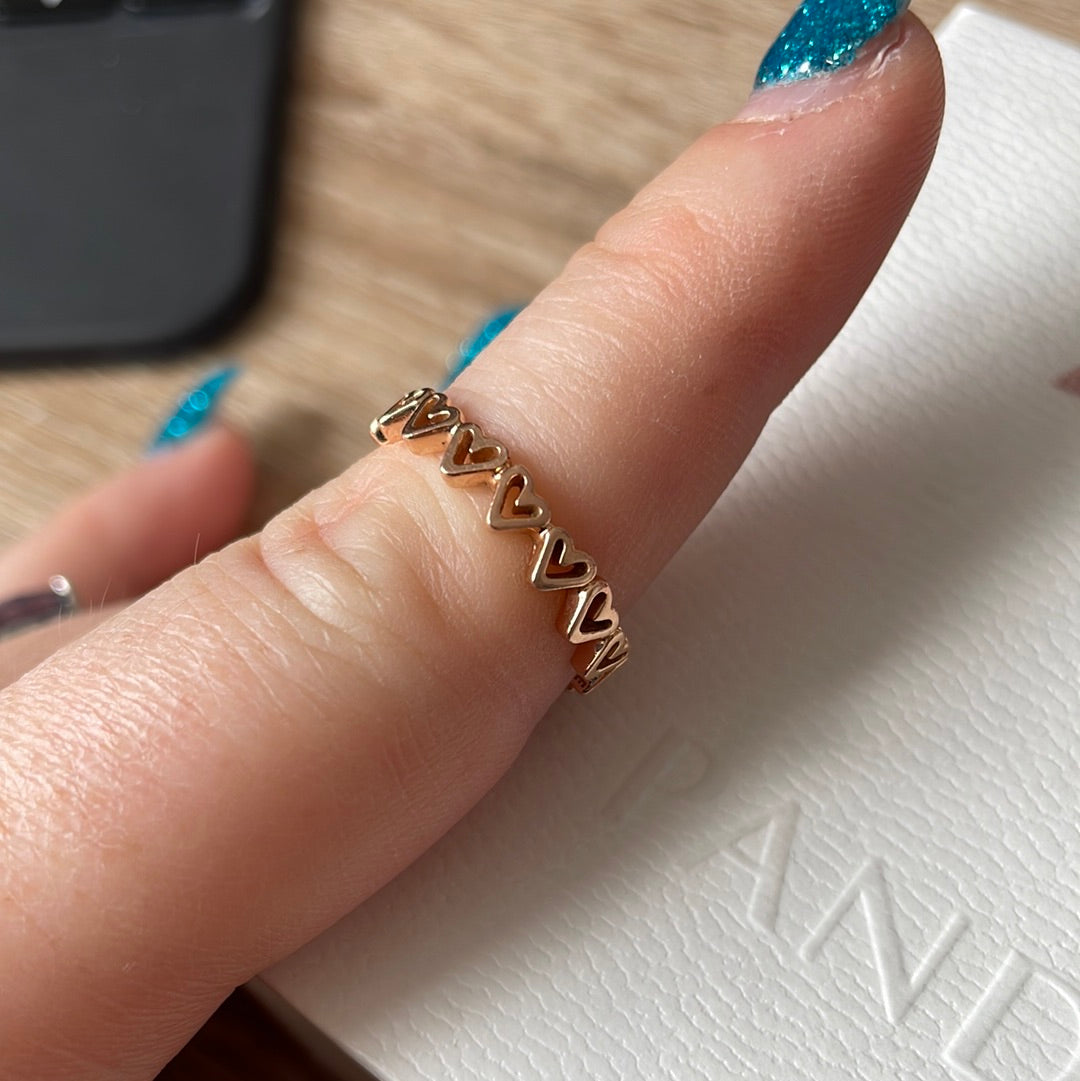 Genuine Pandora Rose Gold / Silver Free Hand Heart Openwork Ring ..
