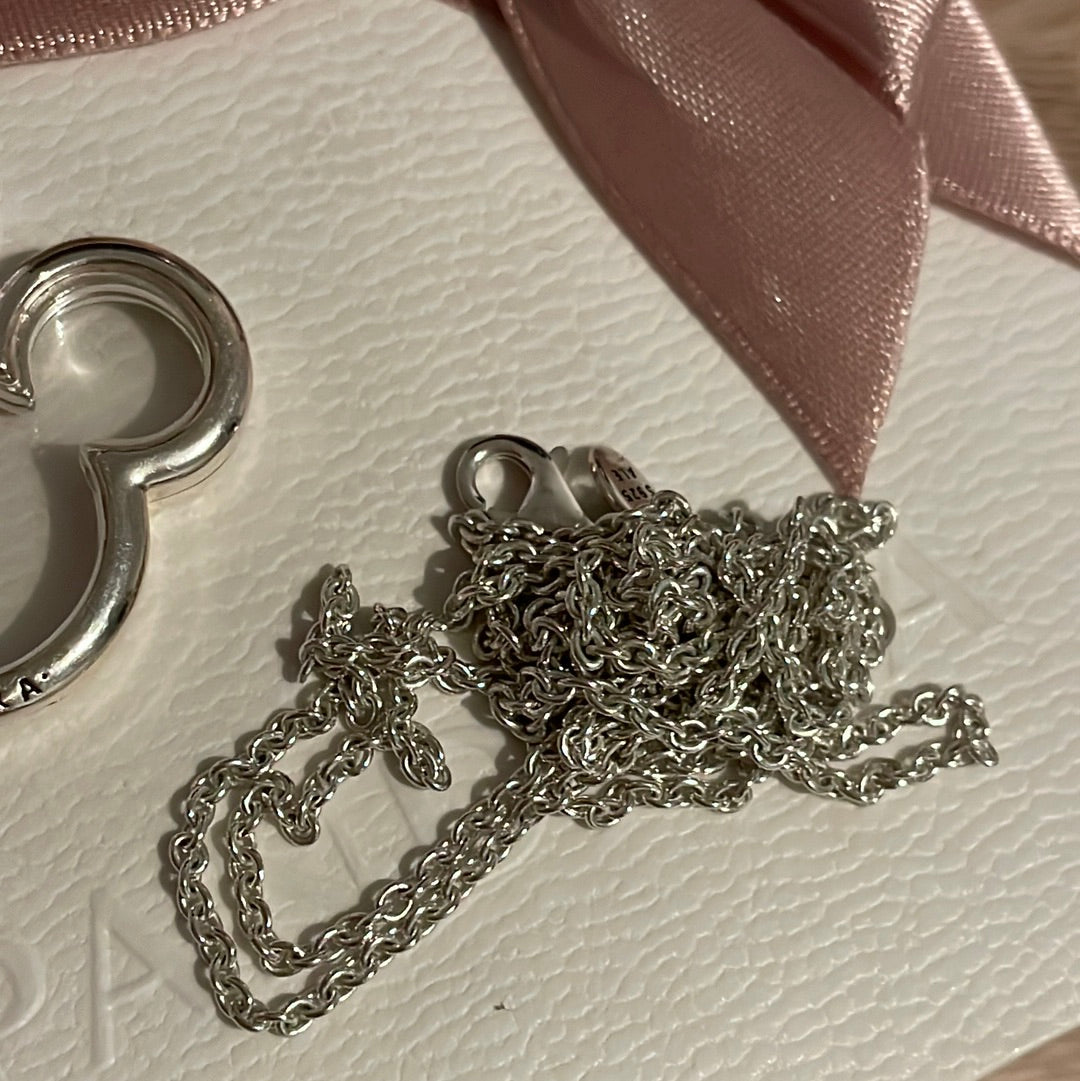 Genuine Pandora Disney Mickey Mouse Large Memory Locket Petite Pendant With Chain