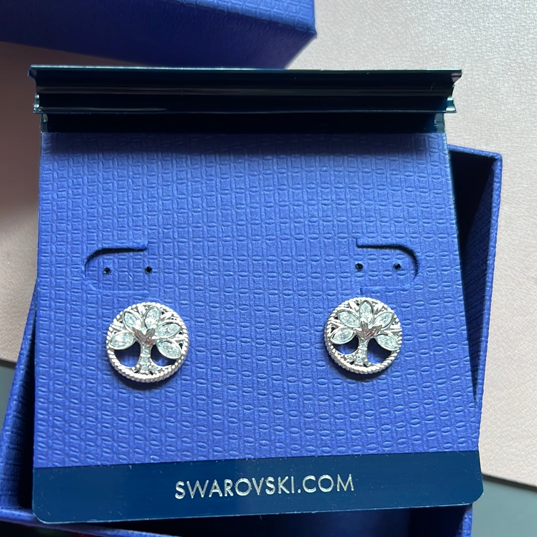 Brand New Genuine Swarovski Silver Family Tree Earrings Studs
