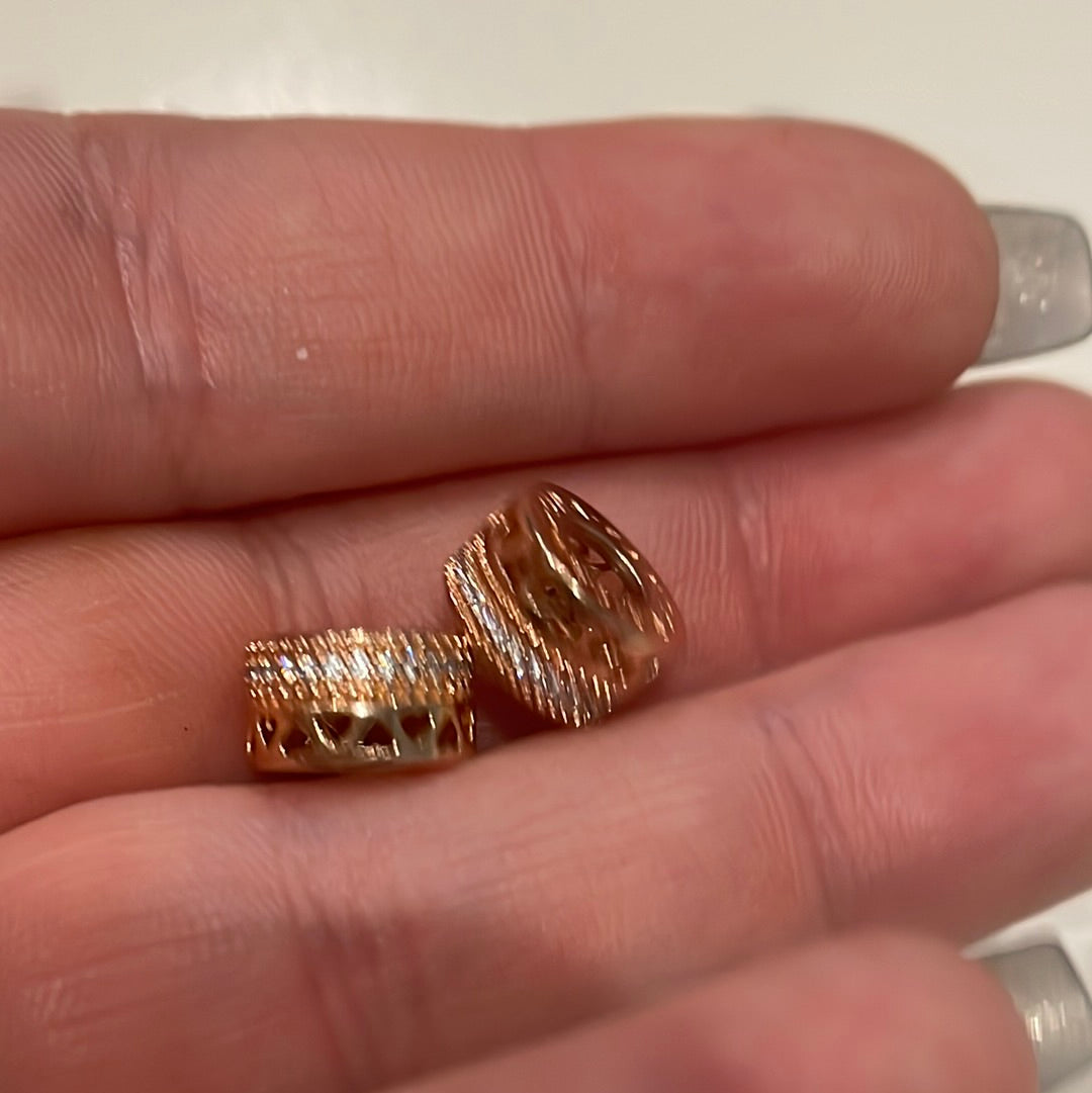 Genuine Pandora Rose Gold Spacers Double Layer Pave and Hearts
