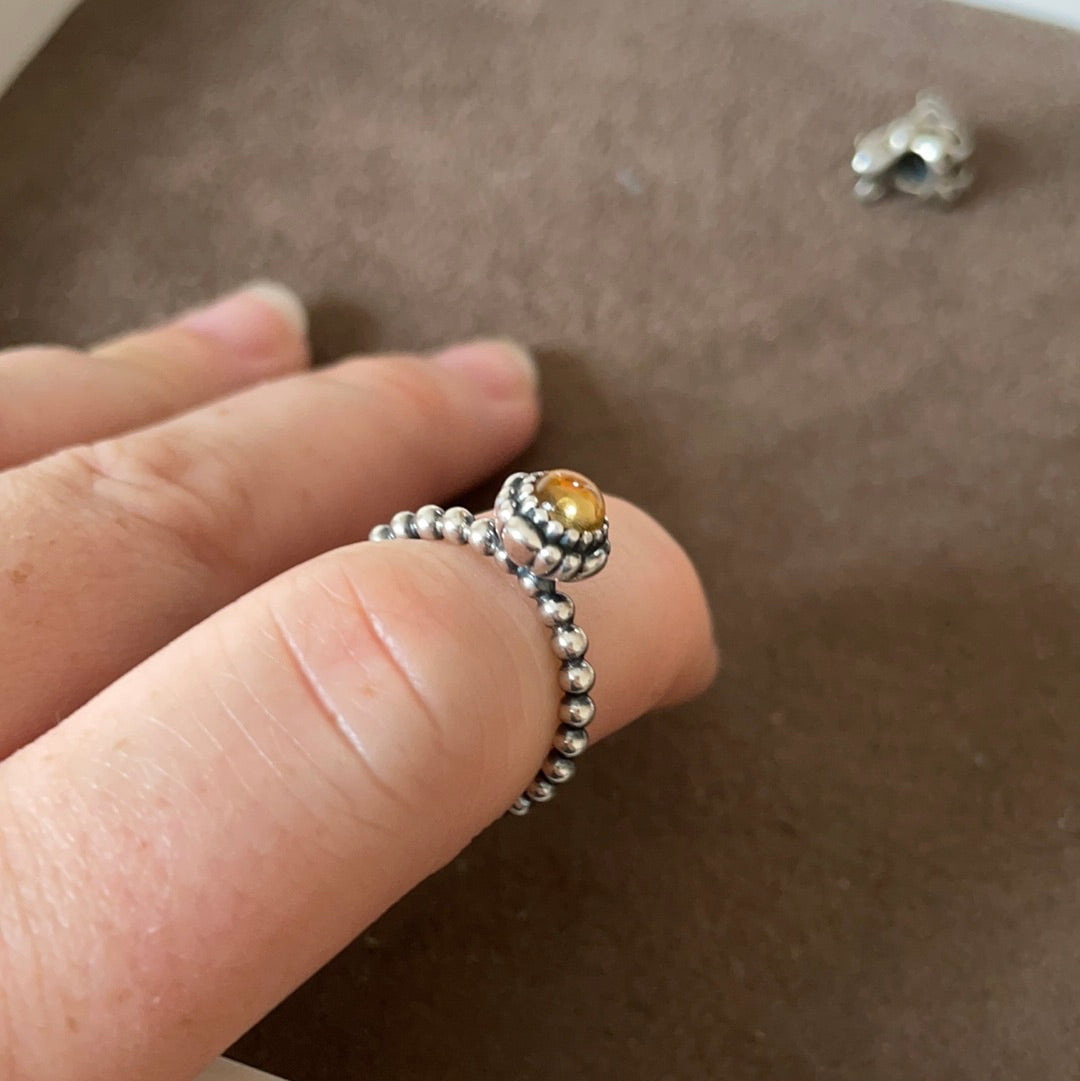 Genuine Pandora Yellow Birthstone Ring Size 54