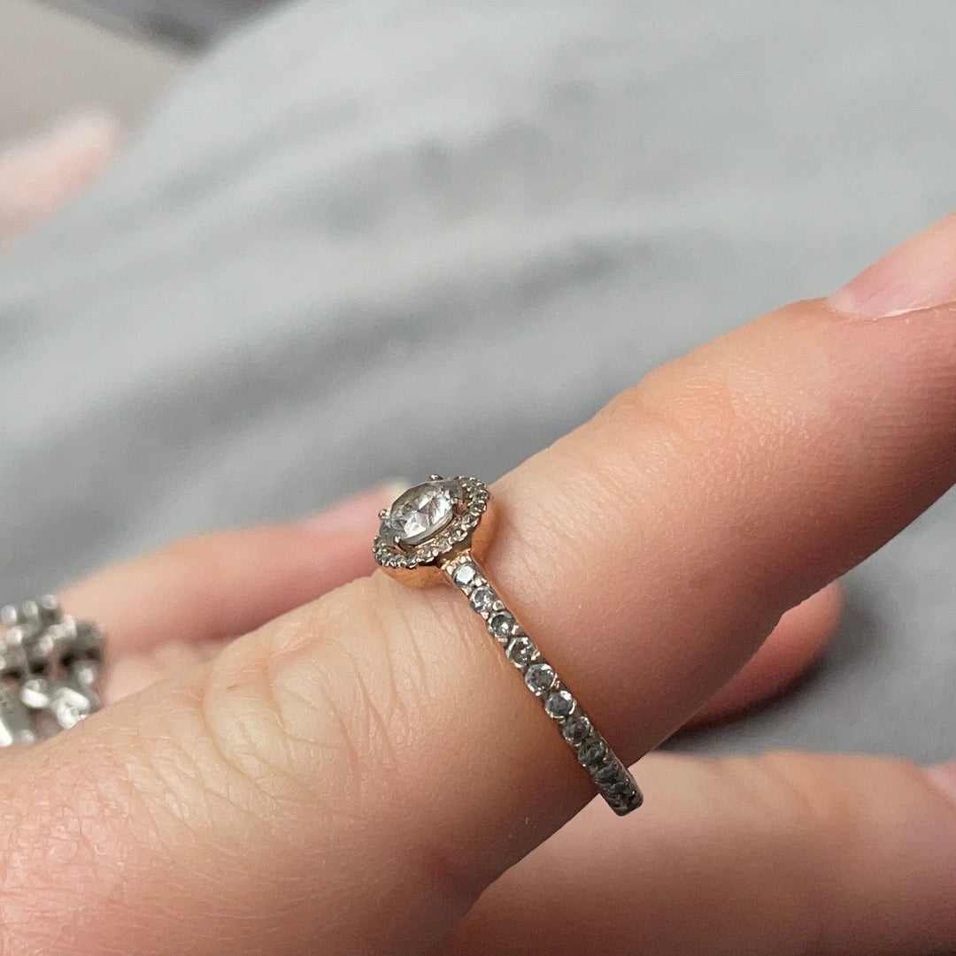 Genuine Pandora Rose Gold Circle CZ Ring Pave All Around the Band Size 56