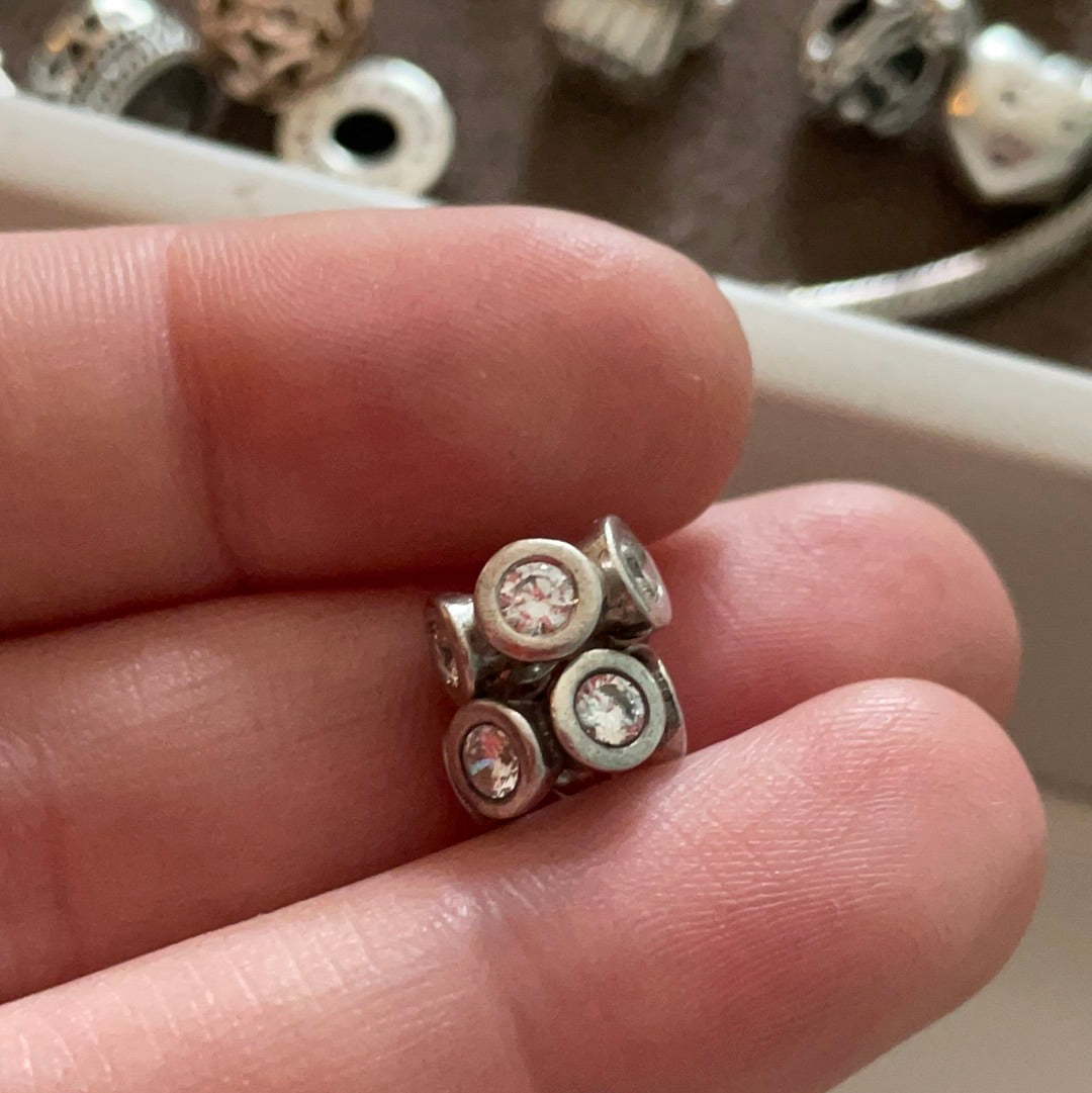Genuine Pandora Clear Stone Spacer Charm Retired - PAIR