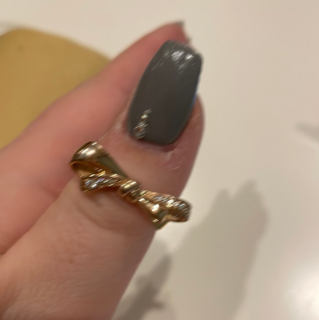 Genuine Pandora Rose Gold Oversized Bow Pave Ring Size 58