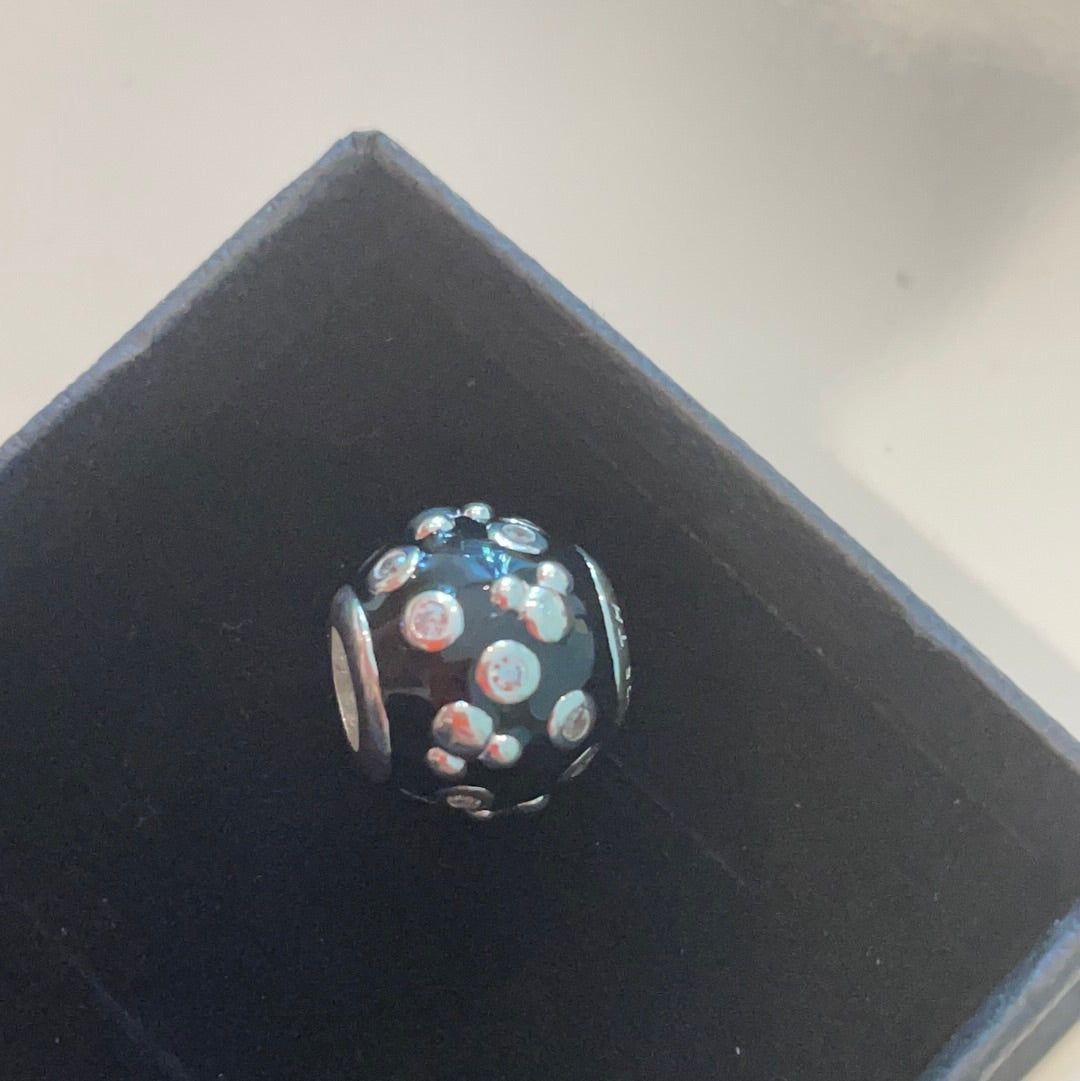 Genuine Chamilia Disney Mickey Mouse Black Enamel Head CZ Ball Charm