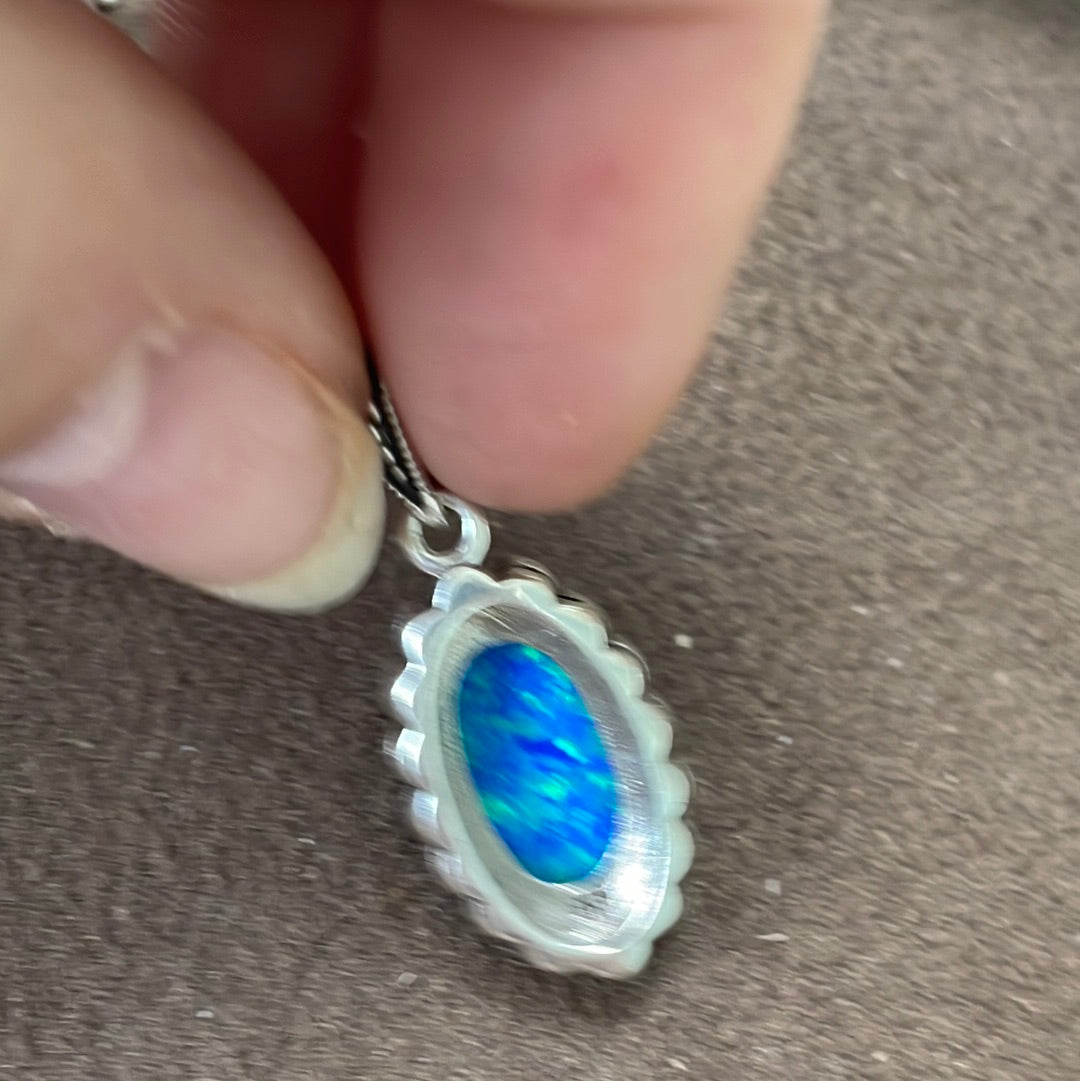 Sterling Silver Beautiful Blue Opal Pendant