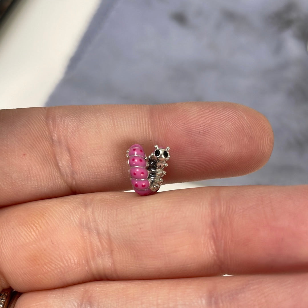 Genuine Pandora Pink Enamel Caterpillar Charm
