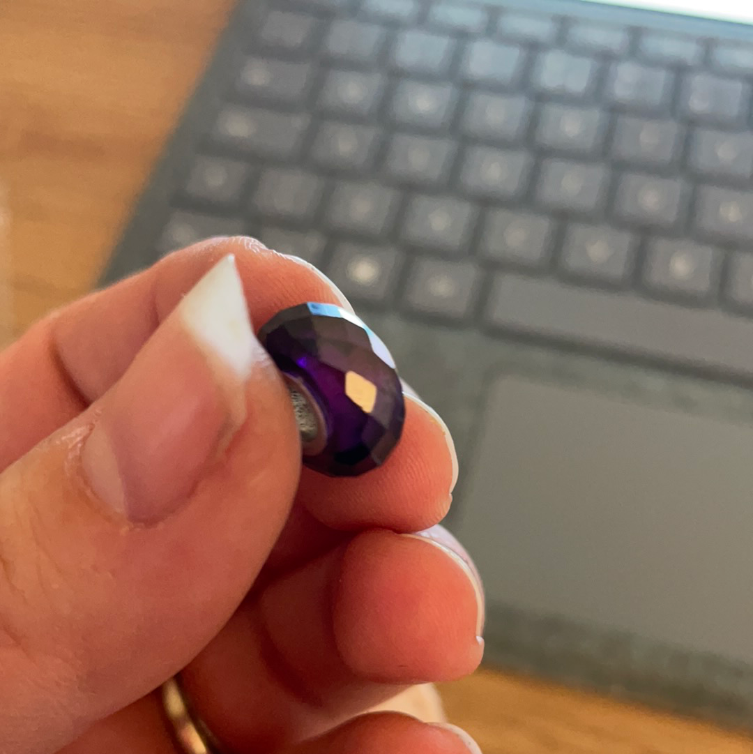 Genuine Chamilia Purple Faceted Murano Charm