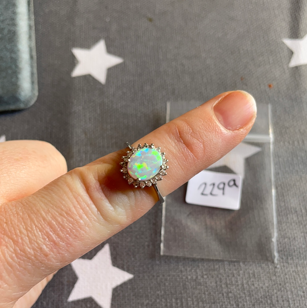 Unbranded But Beautiful Opal Ring with CZ in Size 52