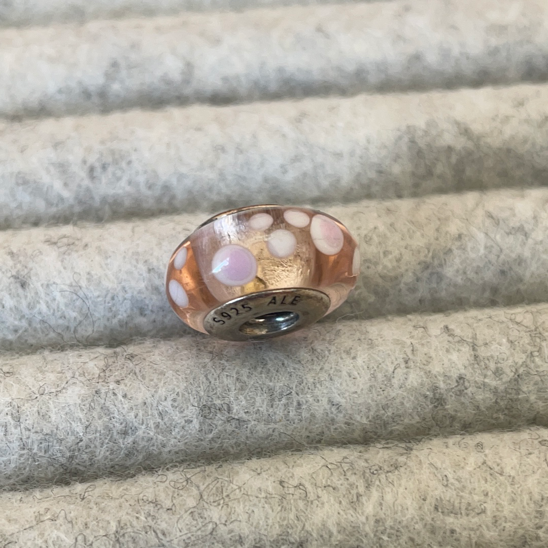 Genuine Pandora Pink Dotted Polka Dot Murano Glass Charm