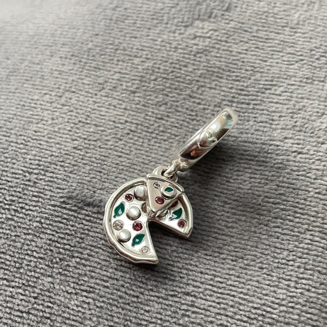 Genuine Pandora Enamel and Pave Pizza Love Dangle charm