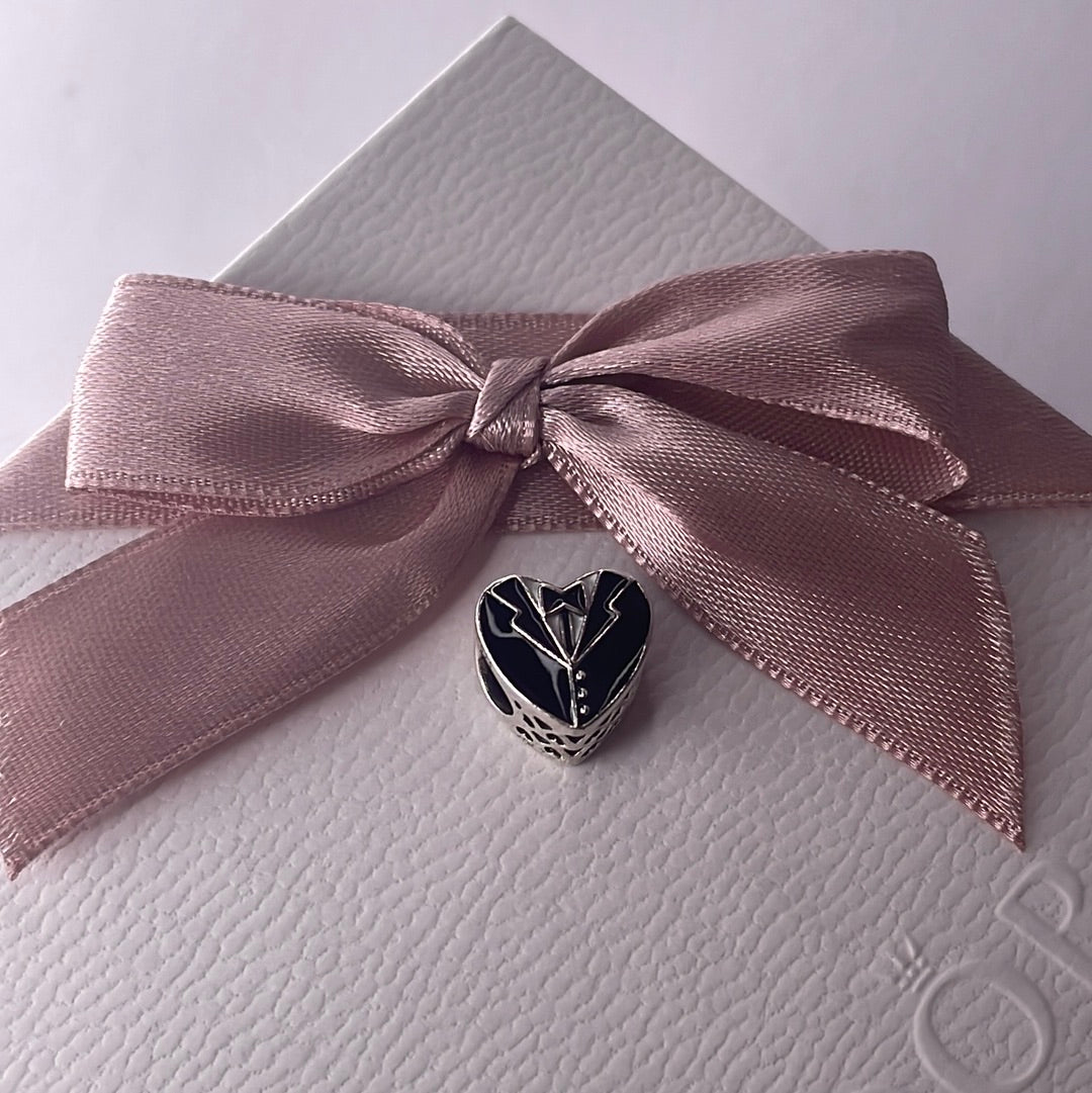 Genuine Pandora Bride and Groom Wedding Anniversary Charm Double Sided Enamel