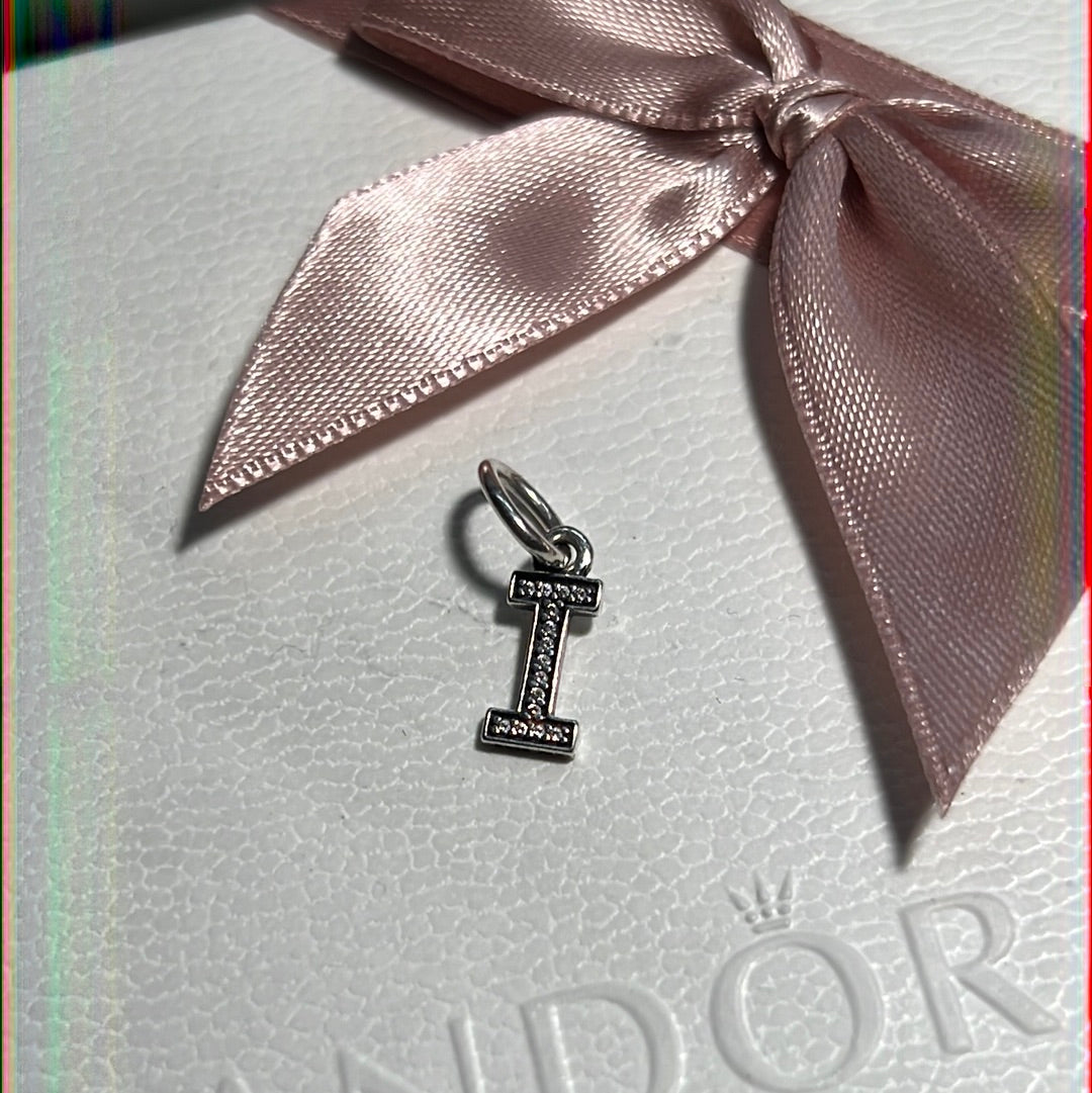 Genuine Pandora Pave Letter I i Charm