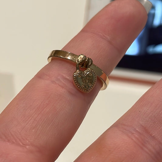 Genuine Pandora Rose Gold Dangle Padlock Heart Ring Size 60