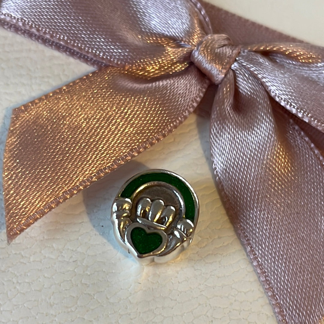 Genuine Pandora Green Enamel Good Luck Charm Heart
