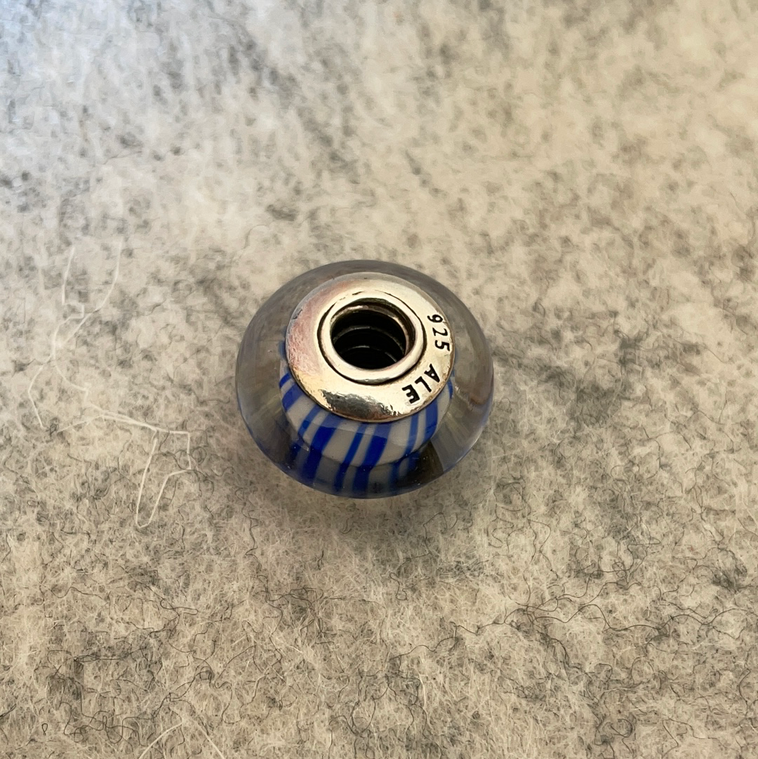 Genuine Pandora Candy Stripe Murano in Blue
