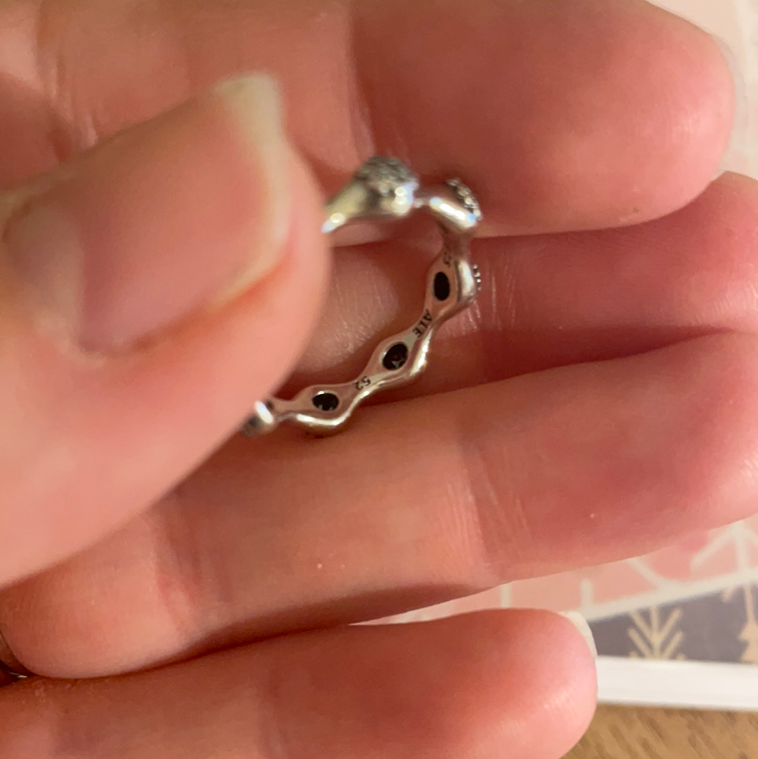 Genuine Pandora Silver Love Pod Pave Sparkle Ring Size 5