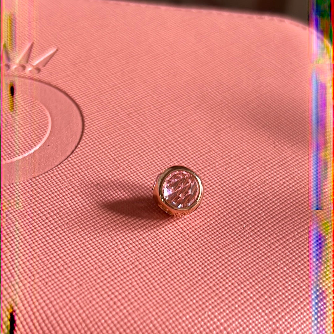 Genuine Pandora Rose Gold Poetic Pink Droplet Stone, Trio Charm