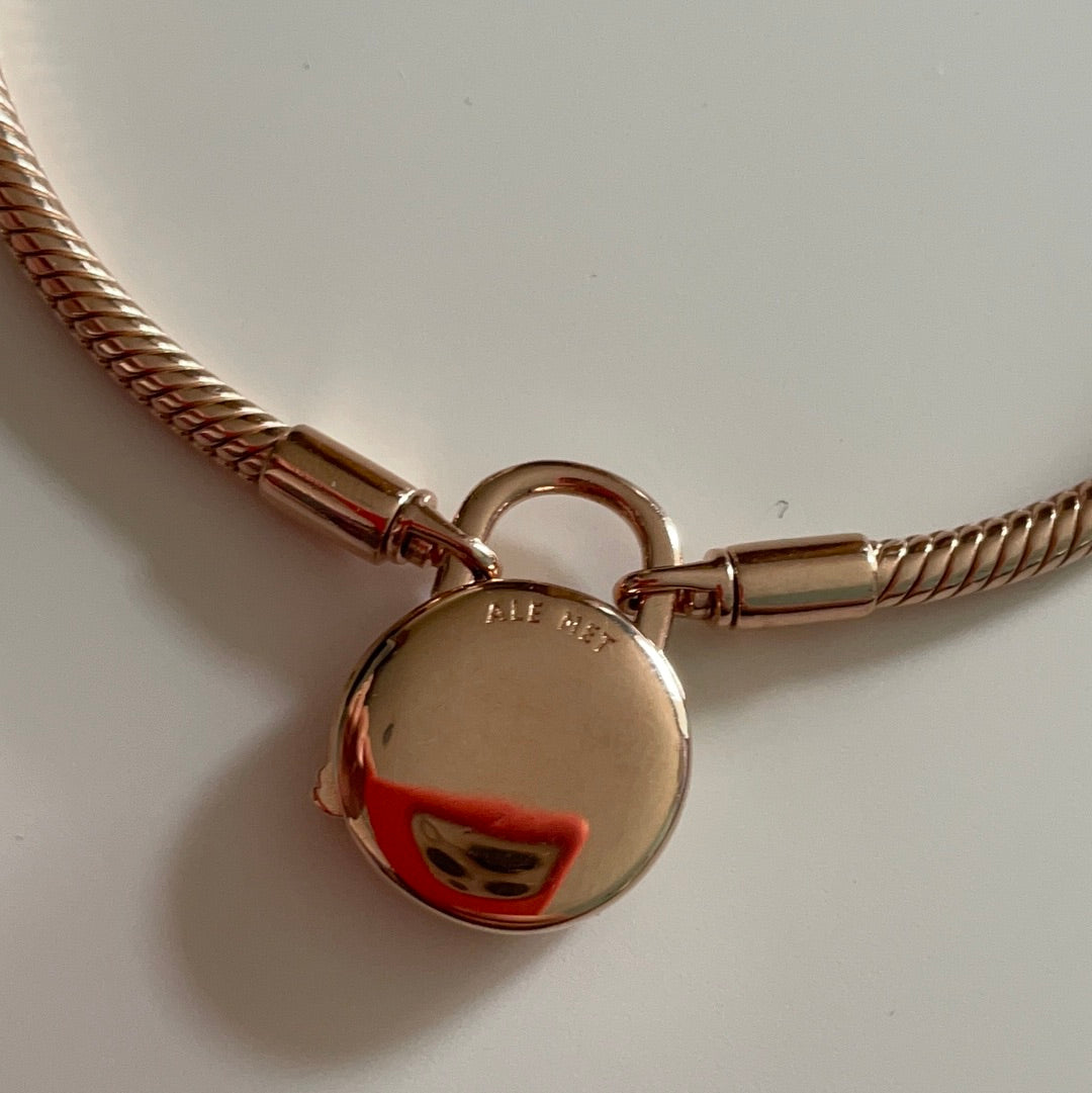 Genuine Pandora Rose Gold Pave Signature Clasp Smooth Moments Bracelet 20cm