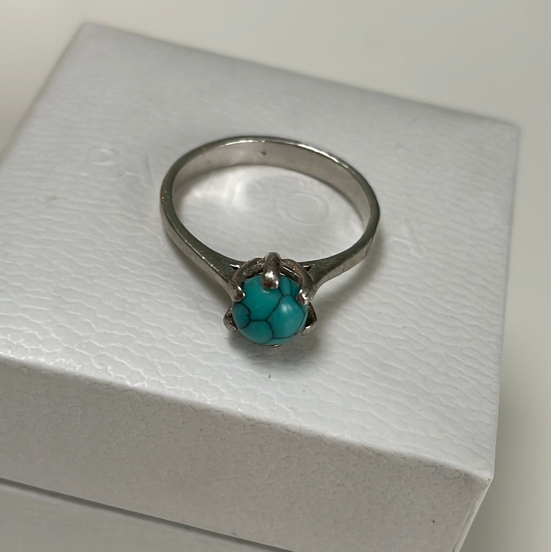 Sterling Silver Ring With Turquoise(?)Size 54