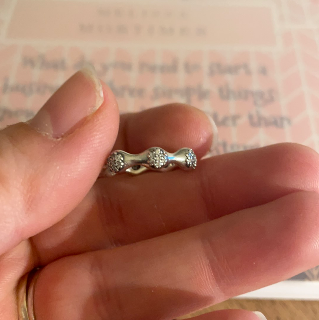 Genuine Pandora Silver Love Pod Pave Sparkle Ring Size 5