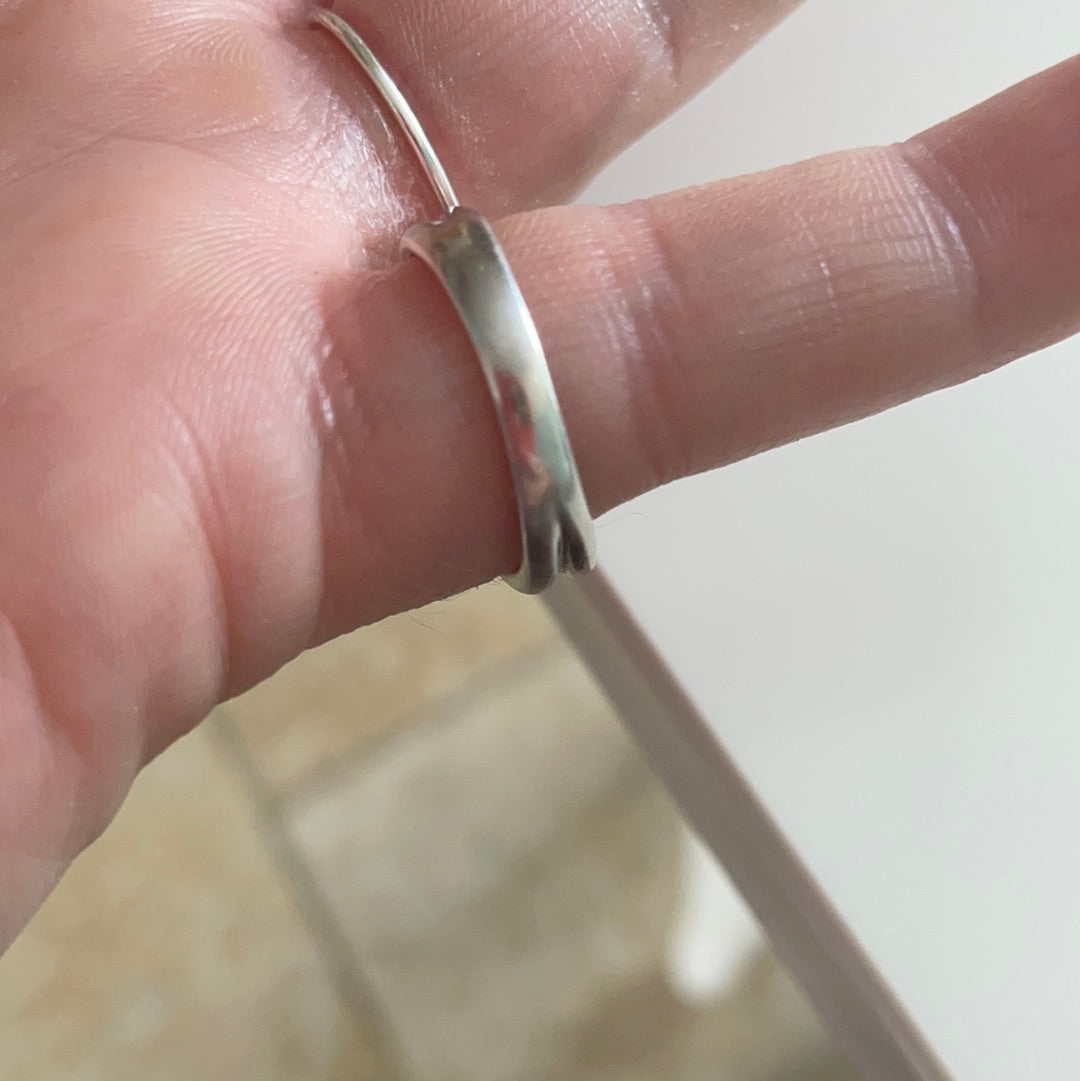 Sterling Silver Ring Wave With Matte and Shiny Silver Layers Size 54