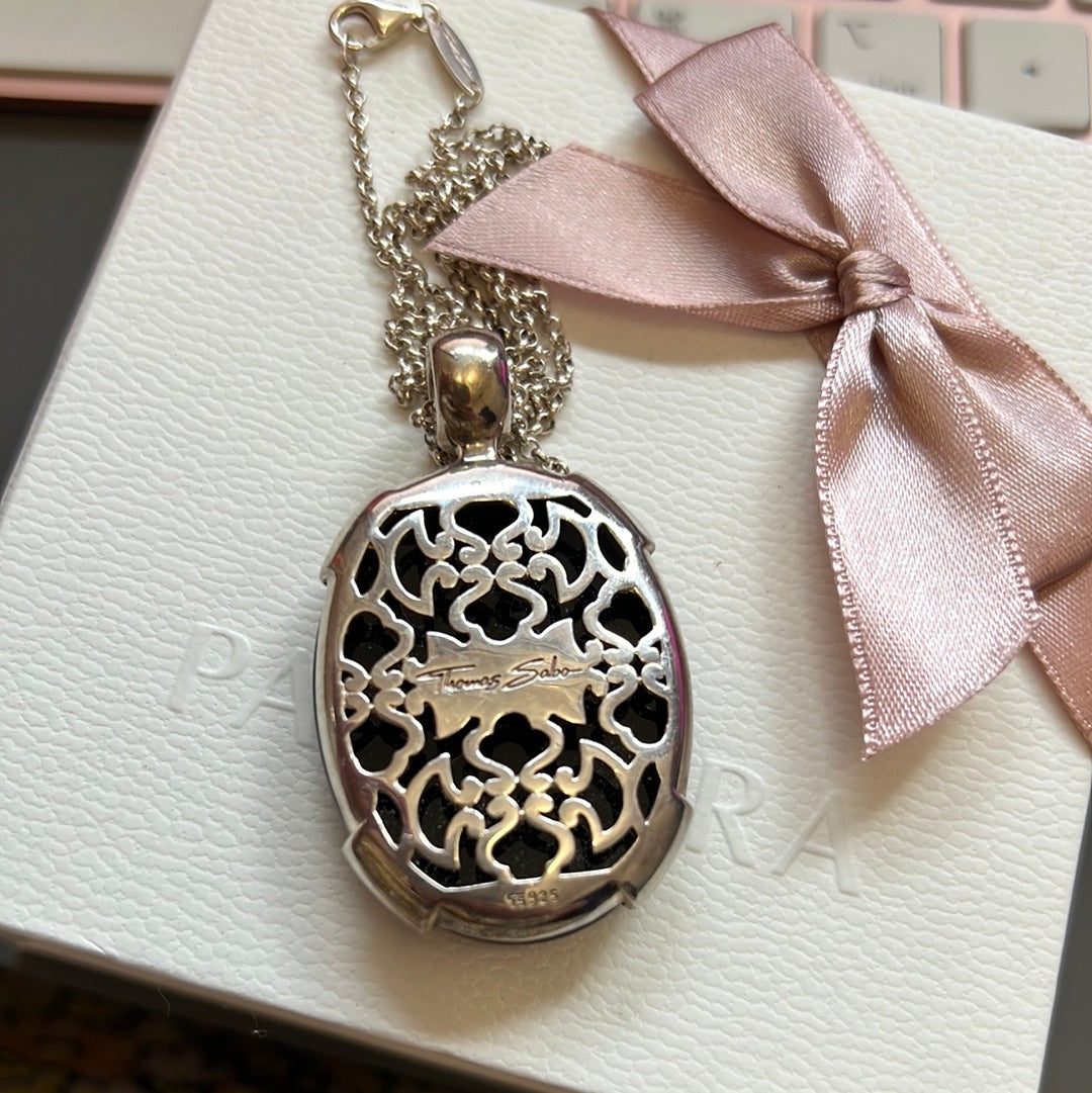 Genuine Thomas Sabo Faceted Onyx Large Rare Pendant Necklace