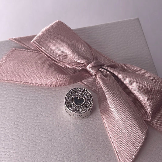 Genuine Pandora Happy Anniversary Charm Pave Heart Silver or Rose Gold