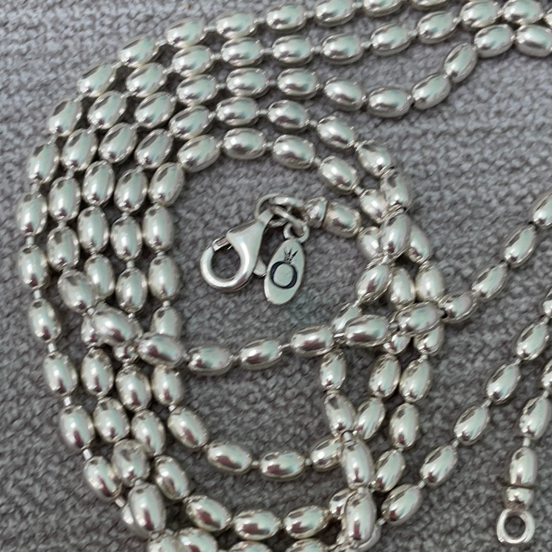 Genuine Pandora Retired Silver Rice Chain Grain Necklace Rare HTF Length Choice...