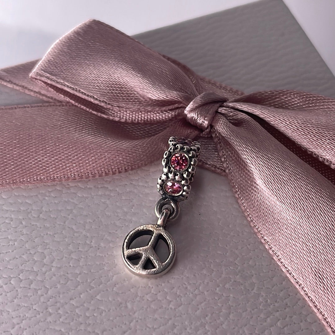 Genuine Pandora Pink CZ Peace Dangle Charm
